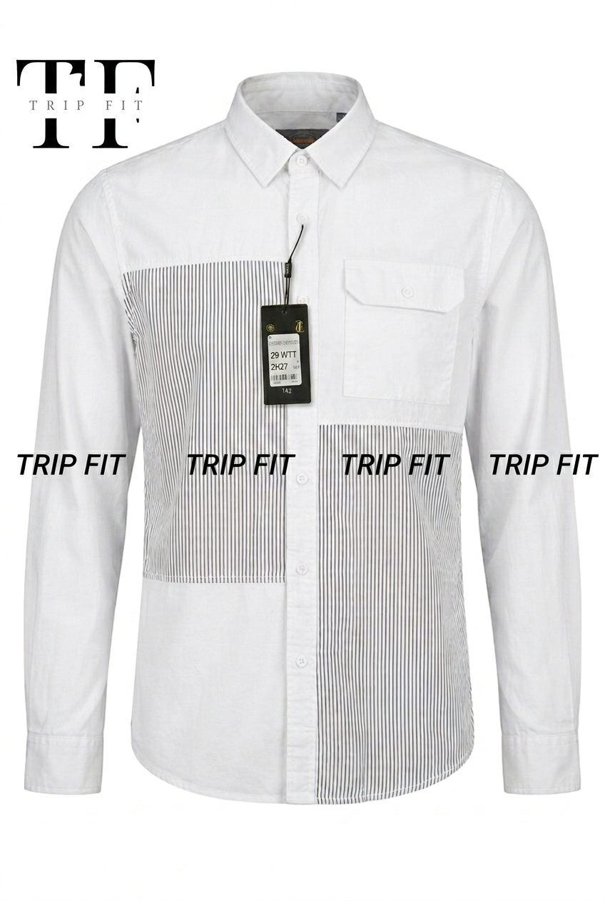 Chemise Casual Patchwork bicolore RF725
