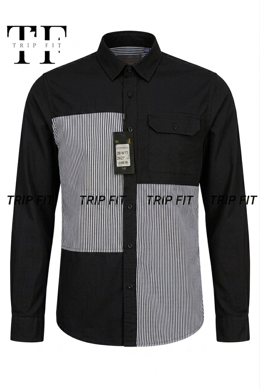 Chemise Casual Patchwork bicolore RF725